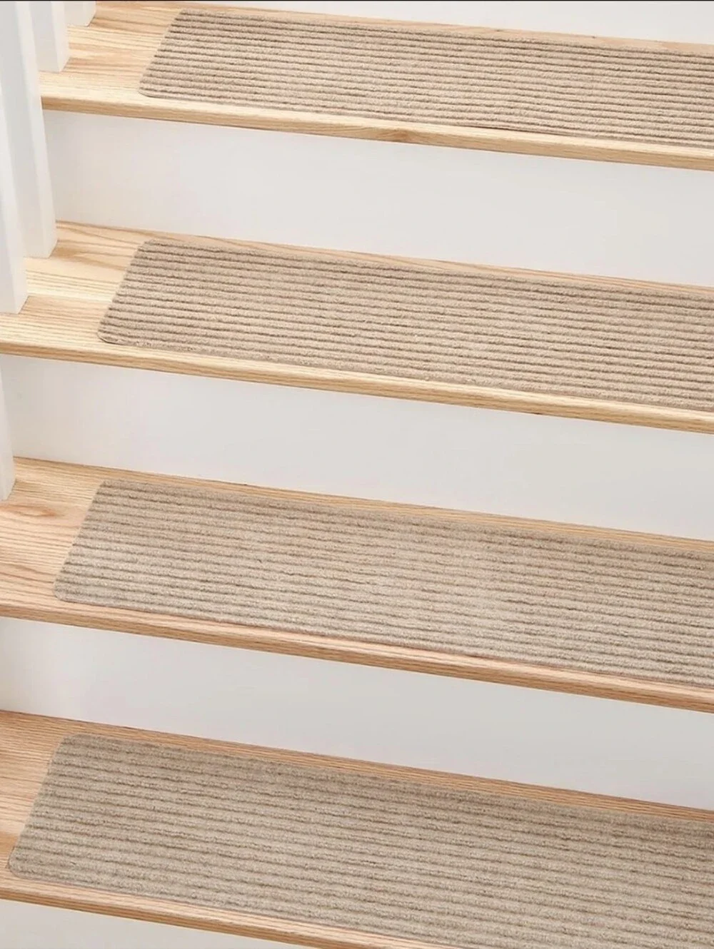 15 Pk Beige Stair Tread Rugs - Non-Slip Home Accent